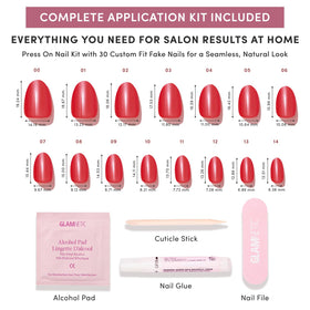 Glamnetic Press On Nails Short Oval Glossy showing various sizes