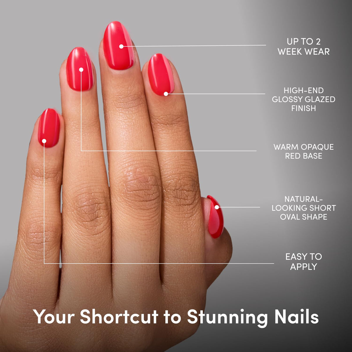 Glamnetic Press On Nails Short Oval Glossy with included nail glue and file
