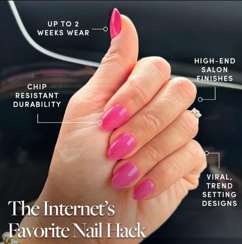 Glamnetic Press On Nails Short Oval Hot Pink kit with tools