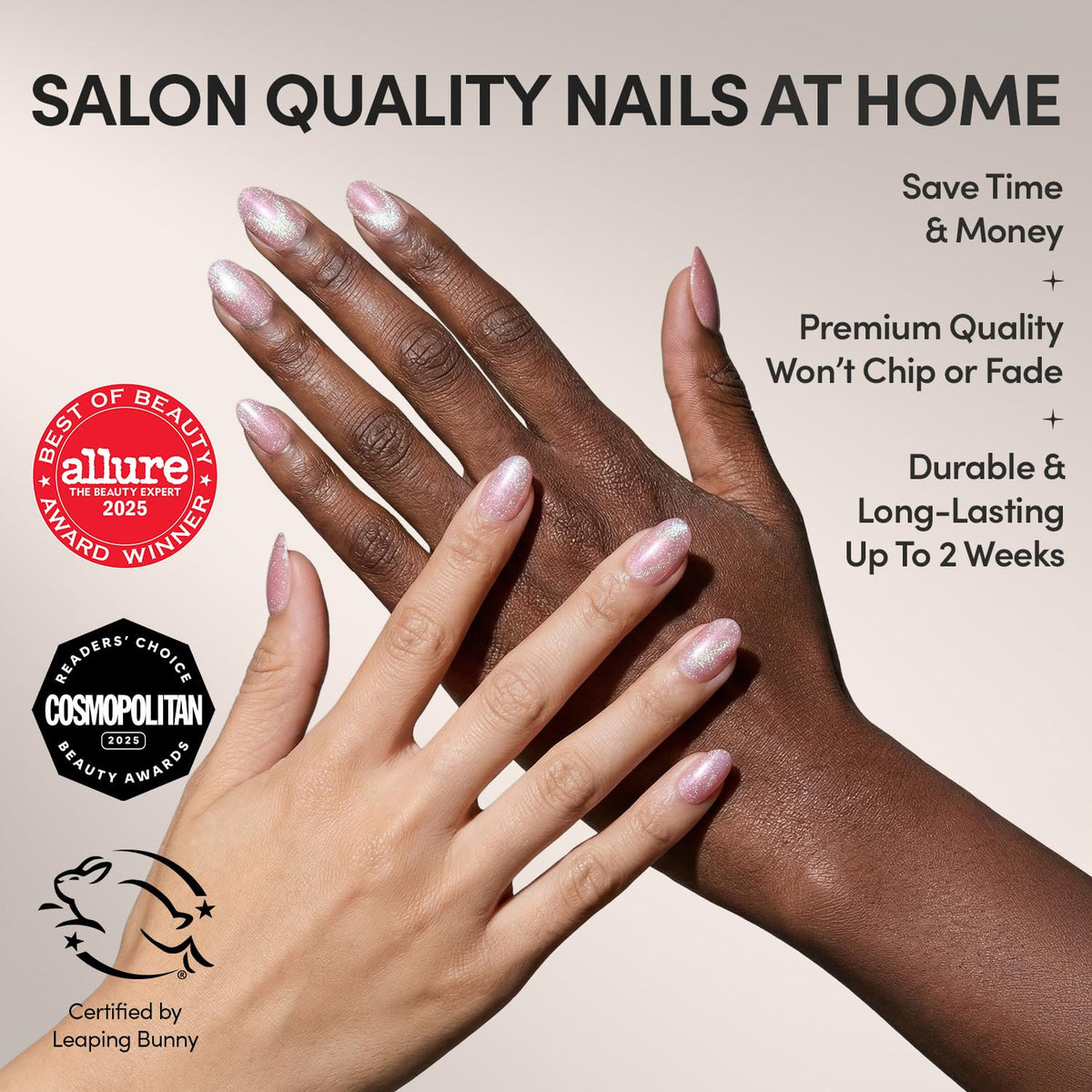 Glamnetic Press On Nails Short Oval Velvet kit contents including glue and file
