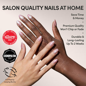 Glamnetic Press On Nails Short Oval Velvet kit contents including glue and file