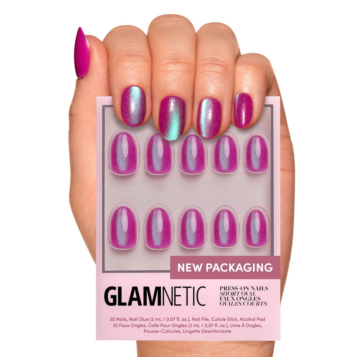Glamnetic Press On Nails Short Oval Velvet kit front view