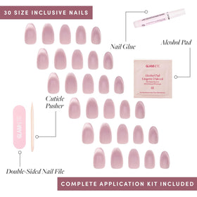 Glamnetic Press On Nails Short Oval Velvet nail glue and file
