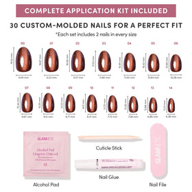 Glamnetic Press On Nails Short Oval Velvet nails displayed on a hand