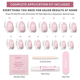 Glamnetic Press On Nails Short Oval Velvet Pink Shimmer on natural nails