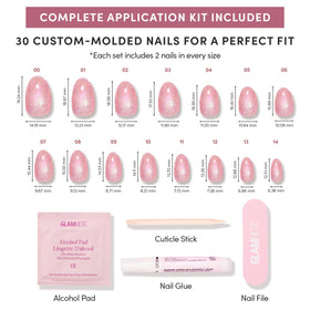 Glamnetic Press On Nails Short Oval Velvet with cuticle stick and alcohol pad