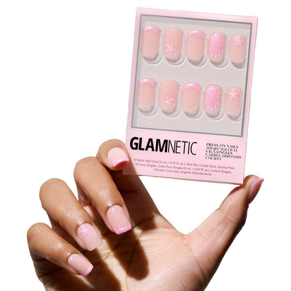 Glamnetic Press On Nails Short Squoval Chrome full kit packaging