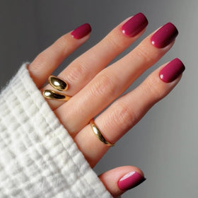 Glamnetic Press On Nails Short Squoval Dark Maroon full kit front view