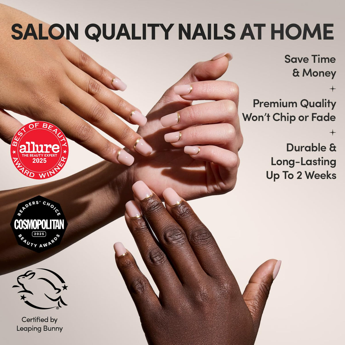 Glamnetic Press On Nails Short Squoval glossy design close-up