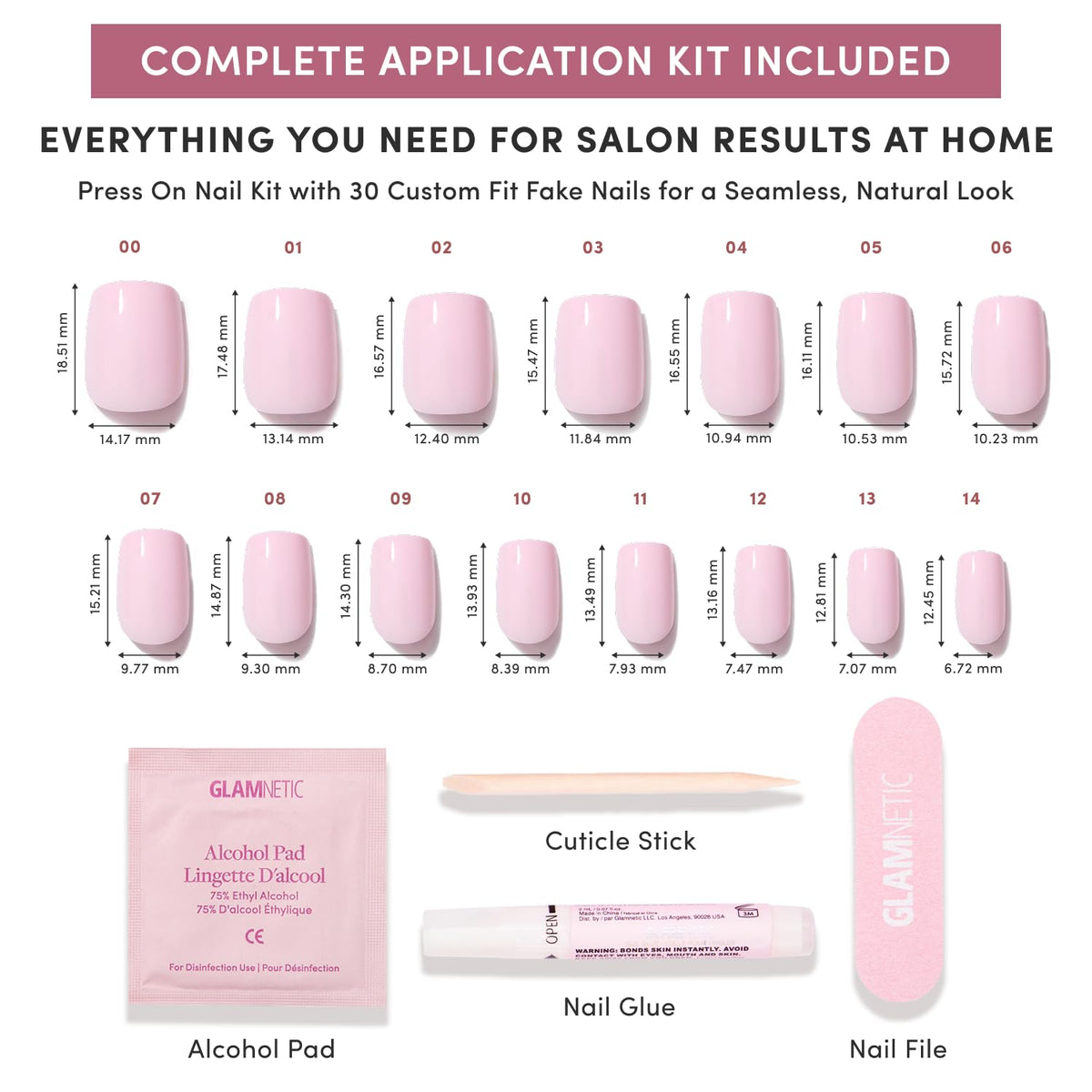 Glamnetic Press On Nails Short Squoval glossy light pink application process
