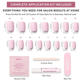Glamnetic Press On Nails Short Squoval glossy light pink application process