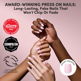 Glamnetic Press On Nails Short Squoval glossy light pink side view
