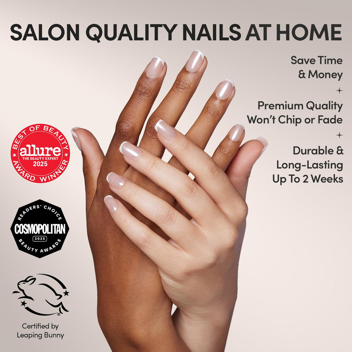 Glamnetic Press On Nails Short Squoval glossy nails in various sizes