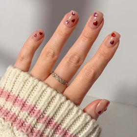 Glamnetic Press On Nails Short Squoval glossy nude design front view