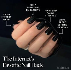 Glamnetic Press On Nails Short Squoval Jet Black with accessories