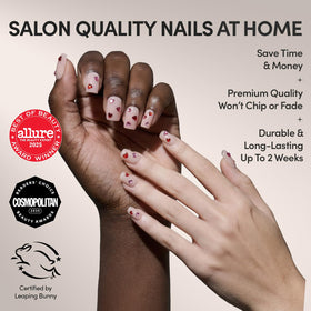 Glamnetic Press On Nails Short Squoval kit contents including glue and file