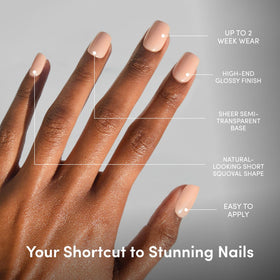 Glamnetic Press On Nails Short Squoval kit with included nail glue and file