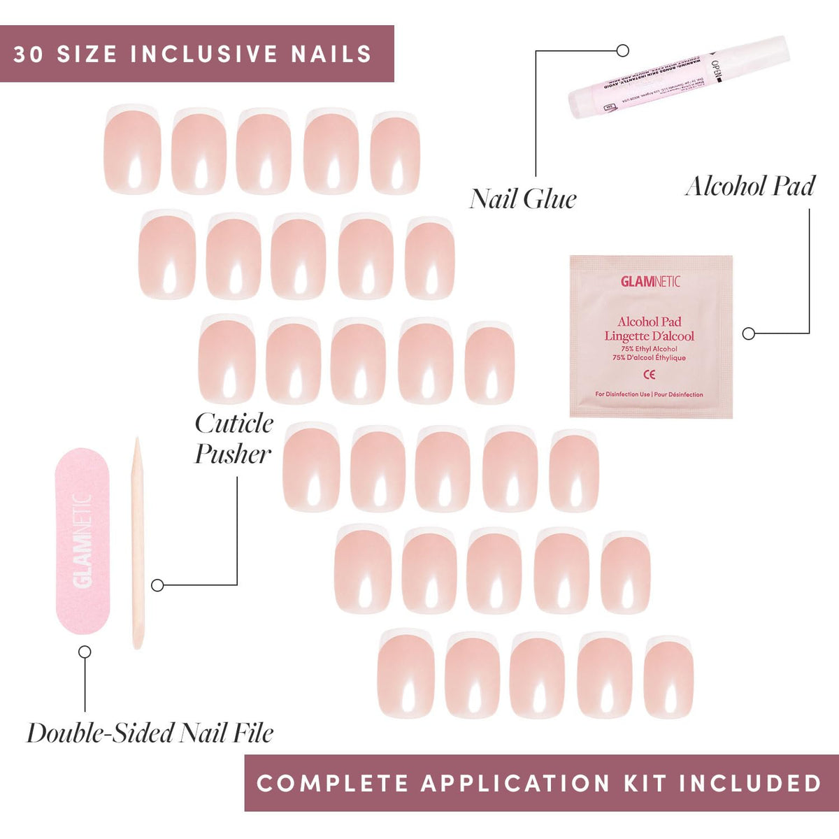 Glamnetic Press On Nails Short Squoval with double-sided nail file
