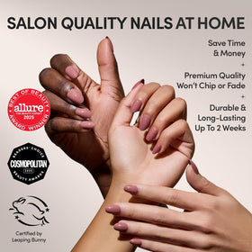 Glamnetic Press On Nails showing muted blush mauve colour