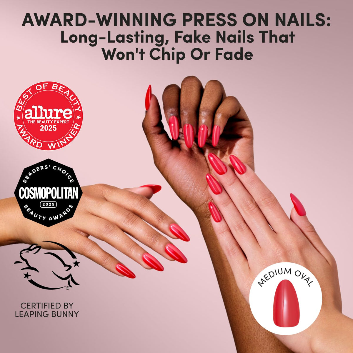 Glamnetic Press On Nails showing red glossy finish