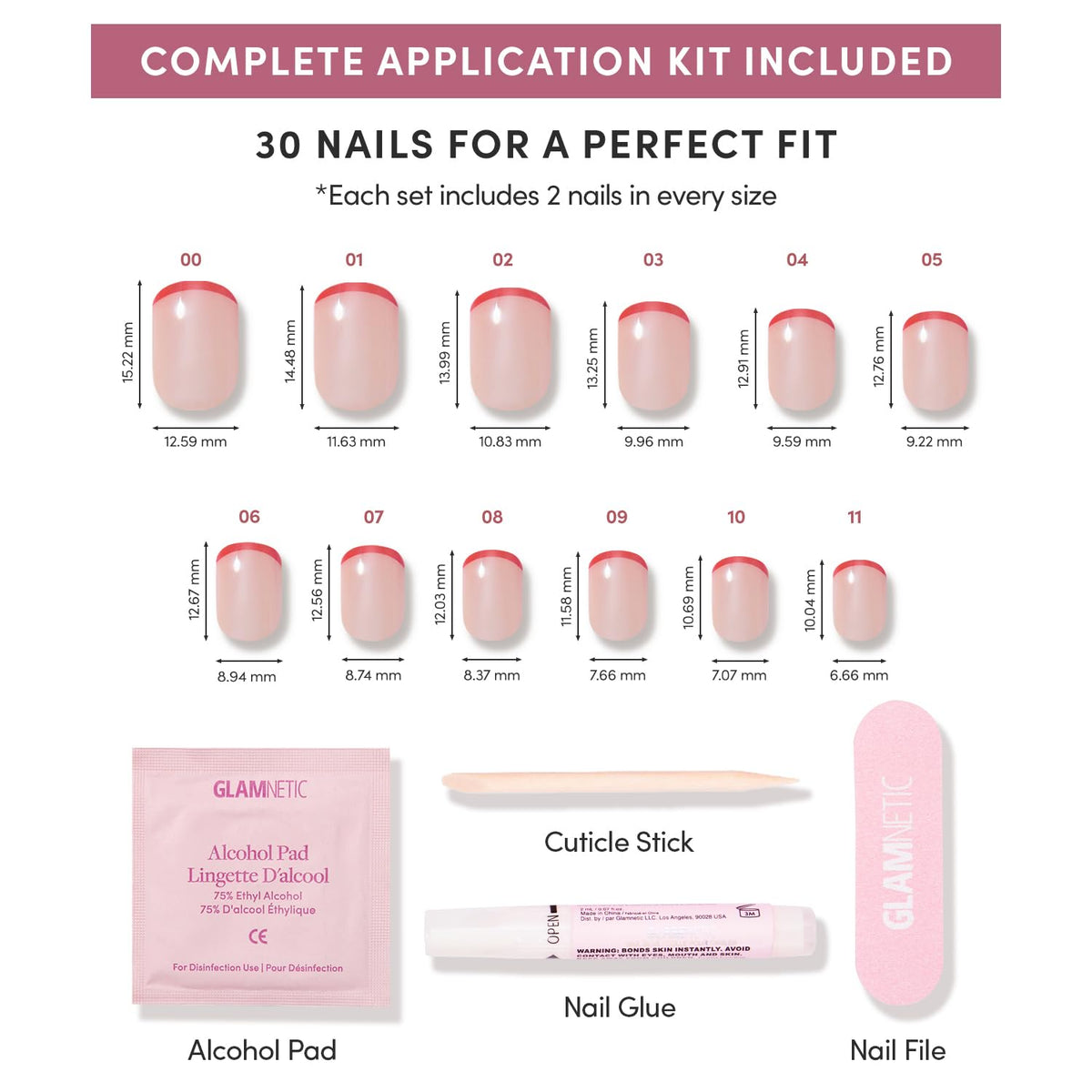 Glamnetic Press On Nails showing various sizes