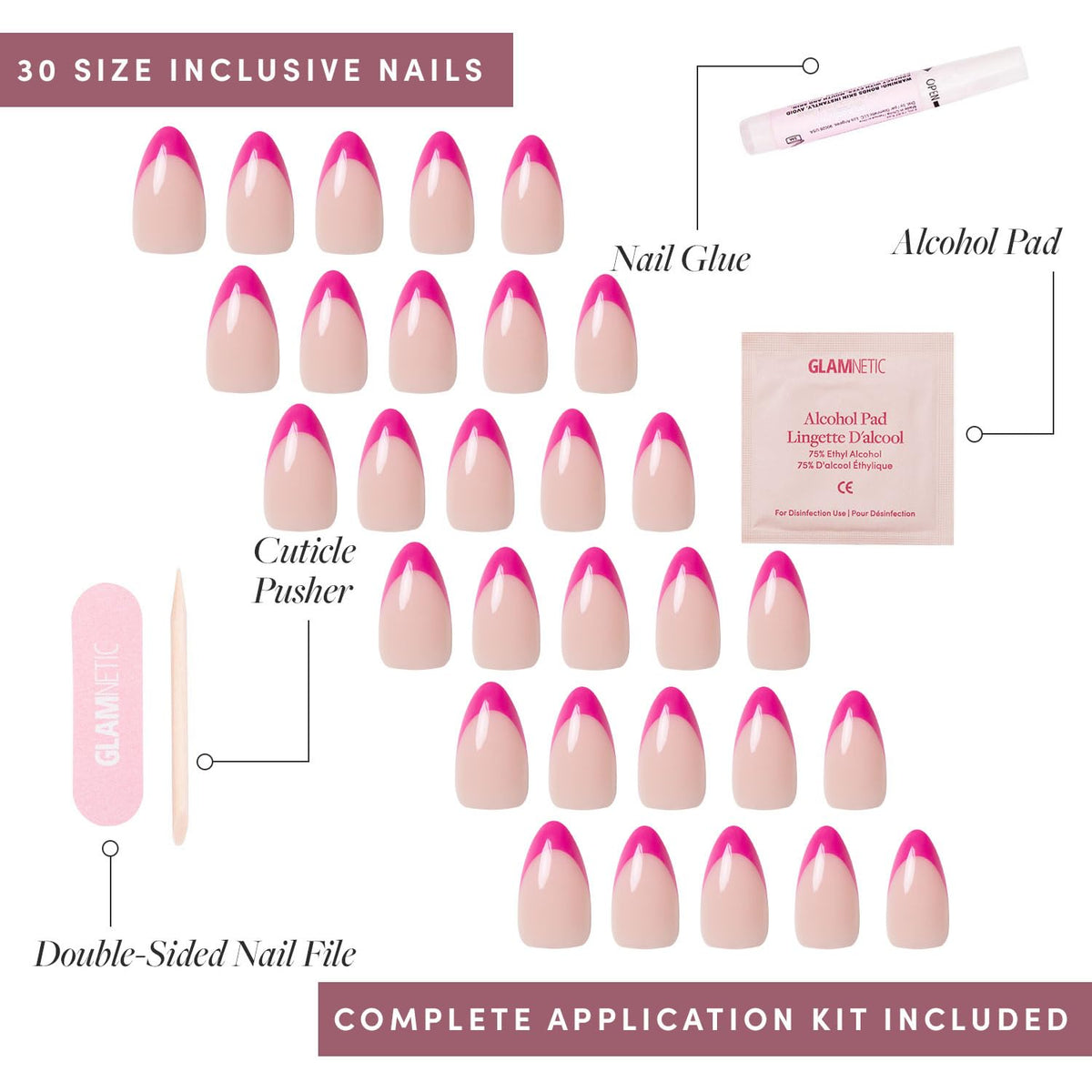 Glamnetic Press On Nails showing various sizes included
