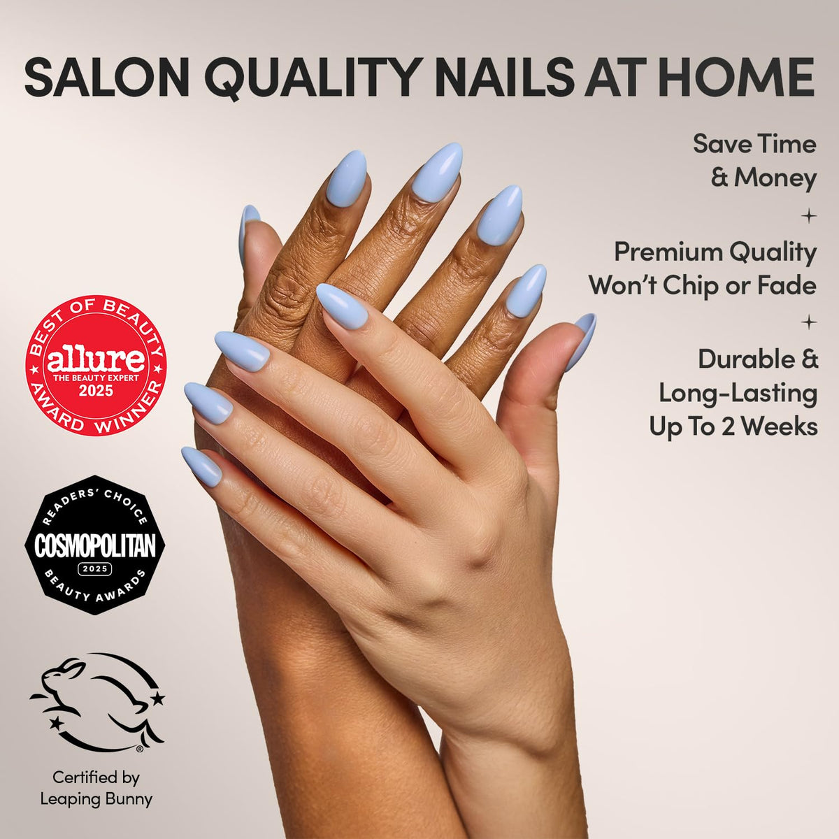 Glamnetic Press On Nails Soft Blue Nail Set side view