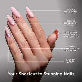 Glamnetic Press On Nails Velvet Pink Shimmer kit contents