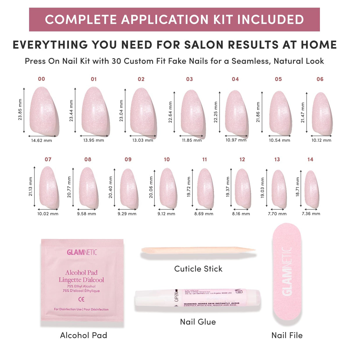 Glamnetic Press On Nails Velvet Pink Shimmer nail file