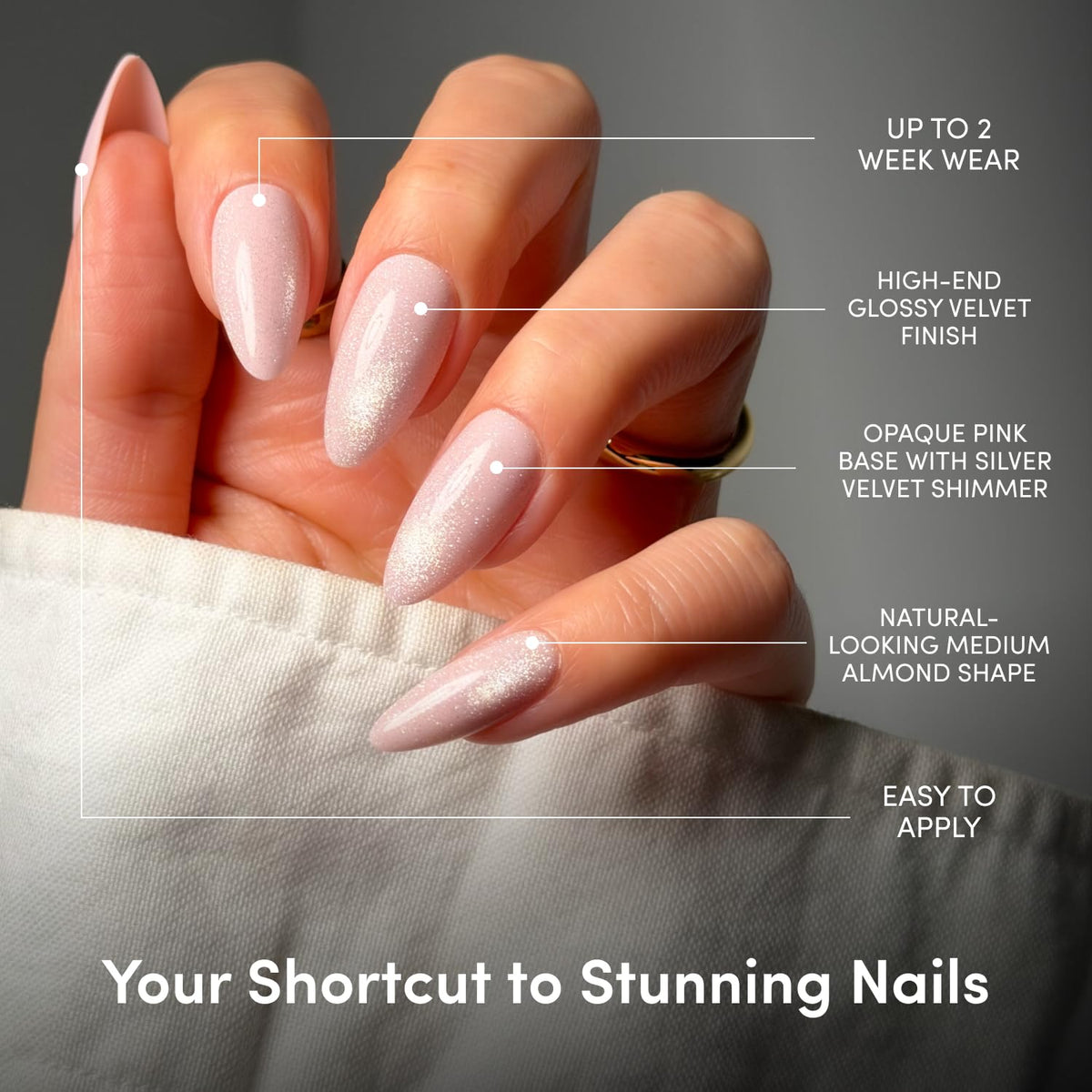 Glamnetic Press On Nails Velvet Pink Shimmer packaging