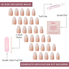 Glamnetic Press On Nails with cuticle stick and alcohol pad