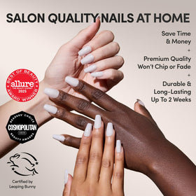 Glamnetic Press On Nails with milky white finish and UV protective coating