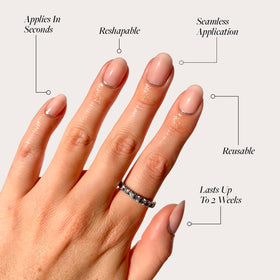 Glamnetic Press On Nails with minimalist silver line design