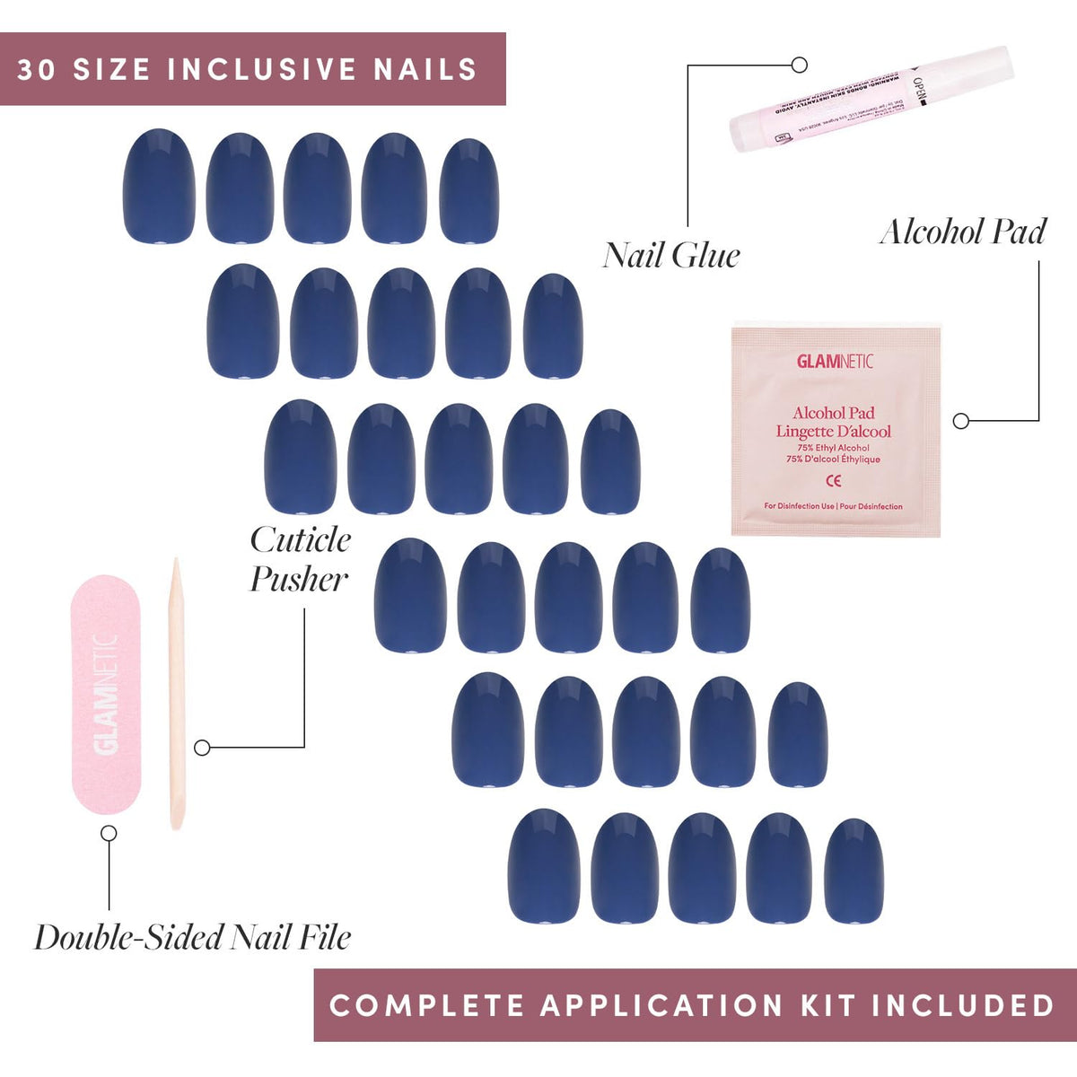 Glamnetic Press On Nails with nail glue and file