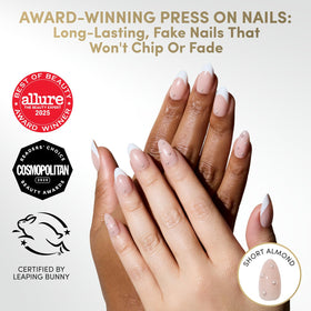 Glamnetic Press On Nails with pearl French tips close-up