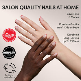 Glamnetic Press On Nails with red micro French tips close-up