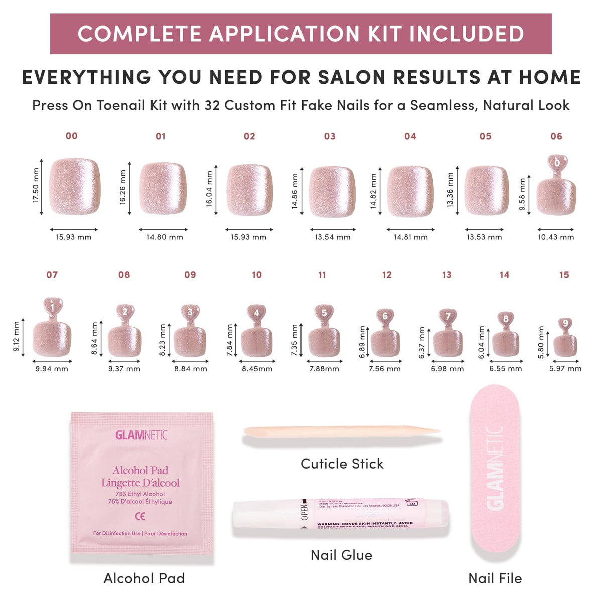 Glamnetic Press On Toenails being applied with cuticle stick