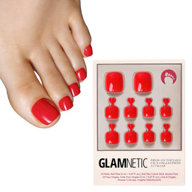 Glamnetic Press On Toenails bold red full kit front view