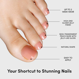 Glamnetic Press On Toenails displayed with included nail glue
