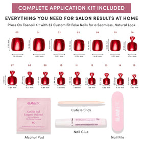 Glamnetic press on toenails kit with cuticle stick and alcohol pad