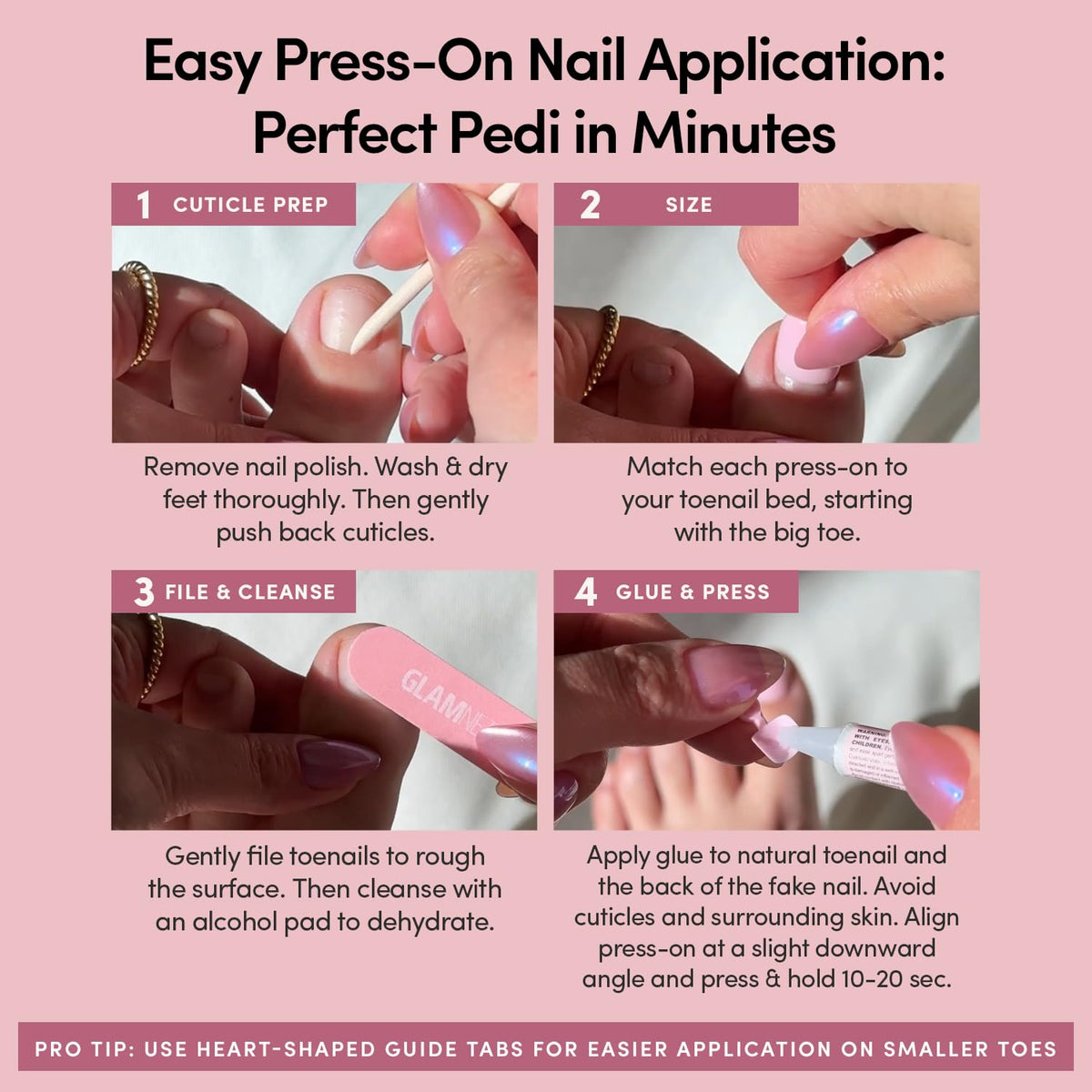 Glamnetic Press On Toenails packaging with 32 pieces