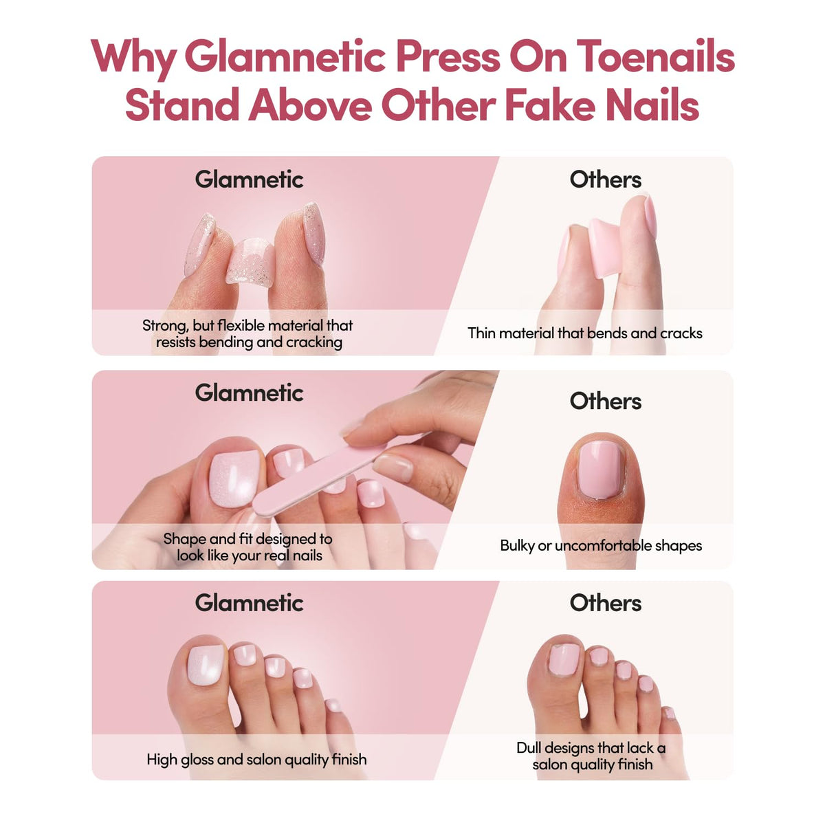 Glamnetic press on toenails with breakaway tabs