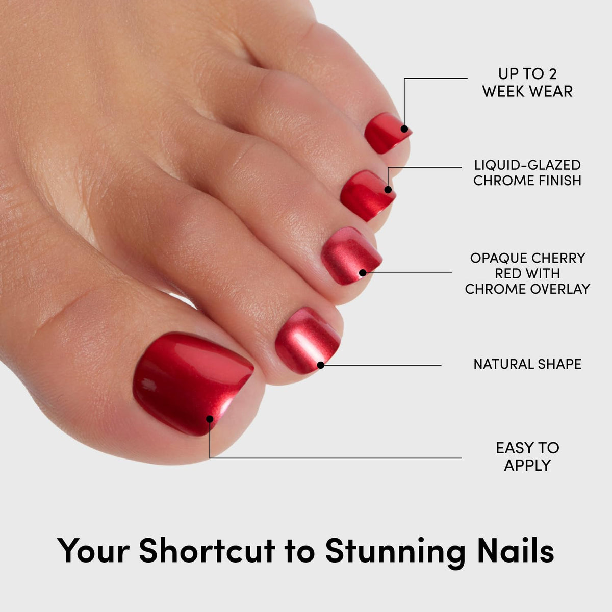Glamnetic press on toenails with included nail glue and file