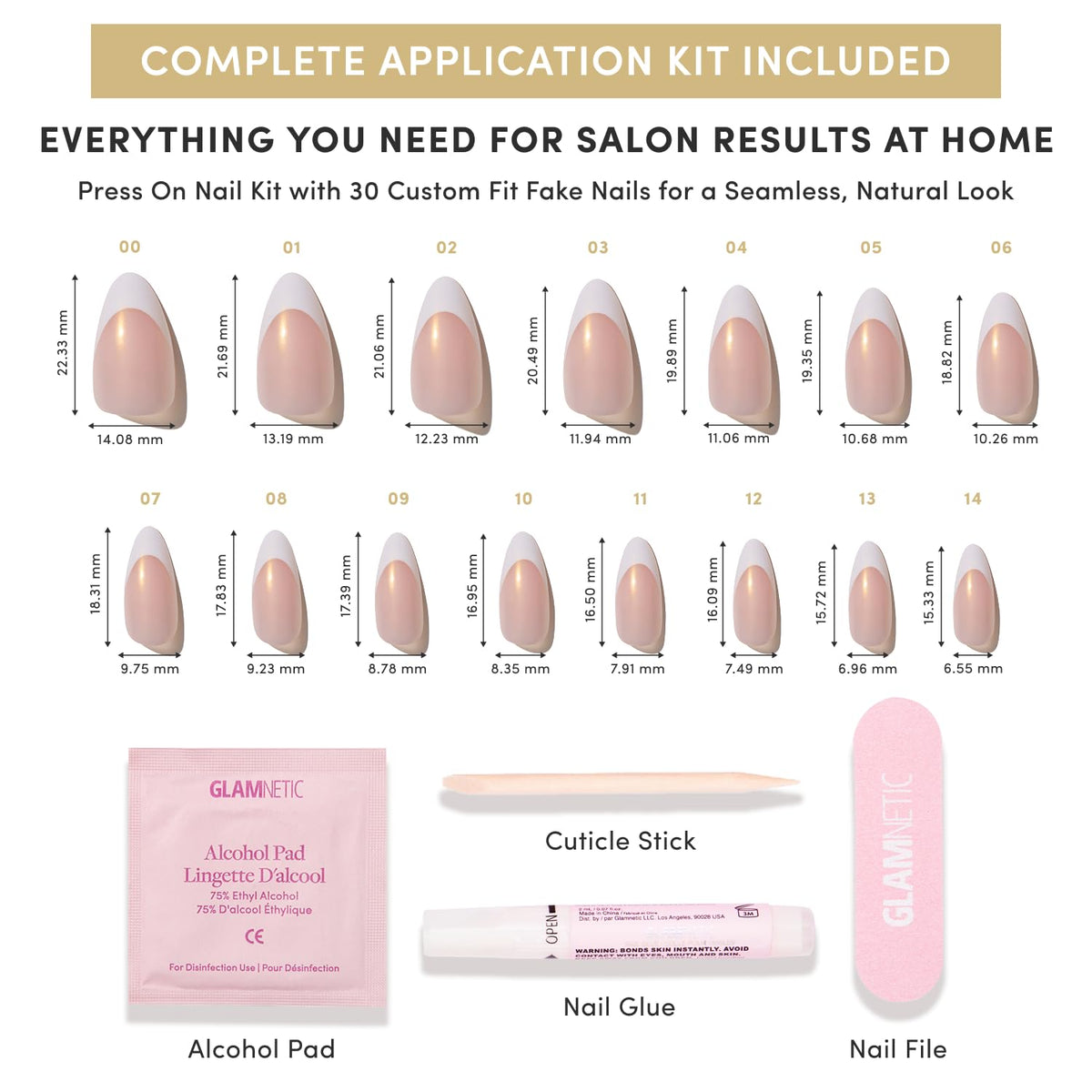 Glamnetic Short Almond Press On Nails in packaging