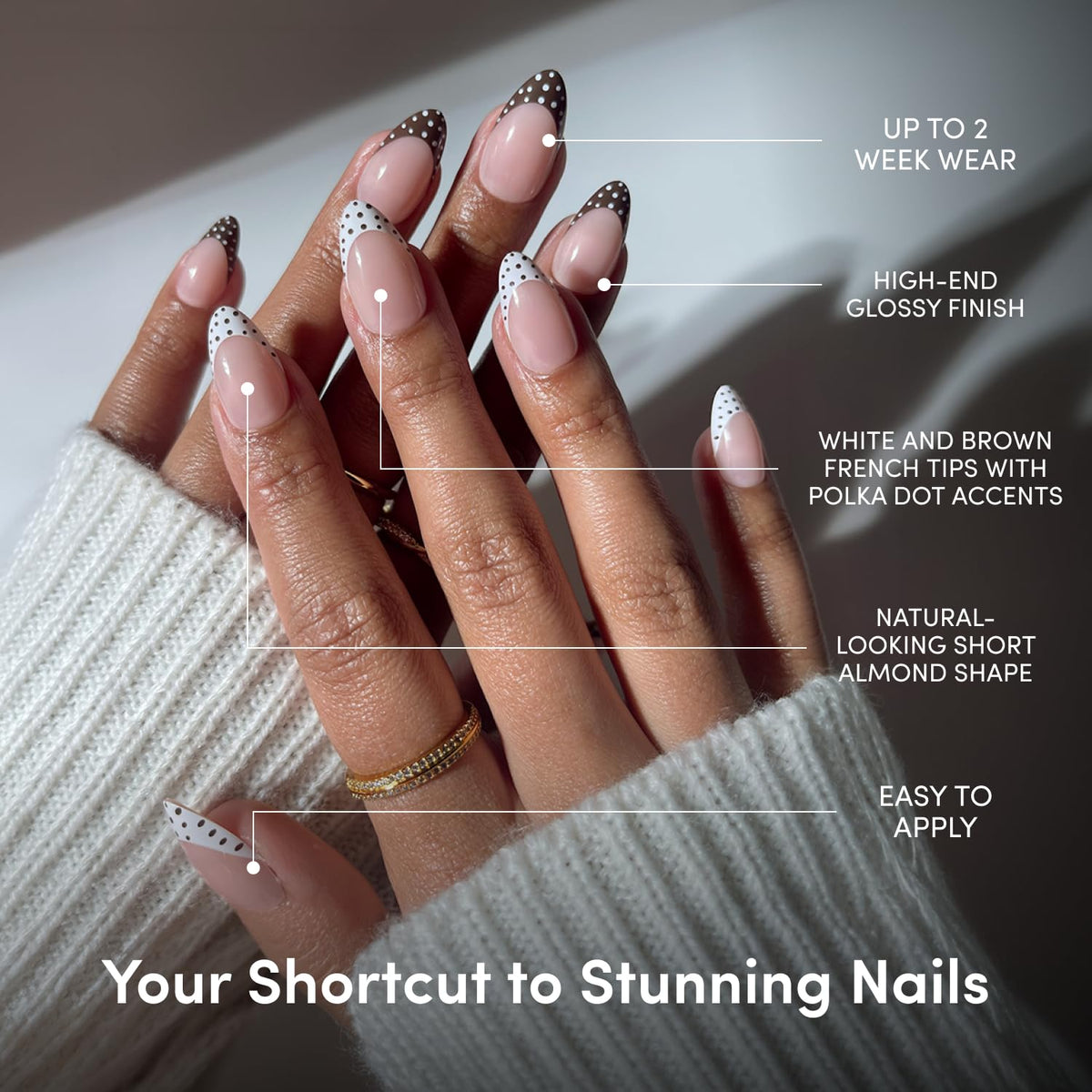 Glamnetic Short Almond Press On Nails with nail glue and file