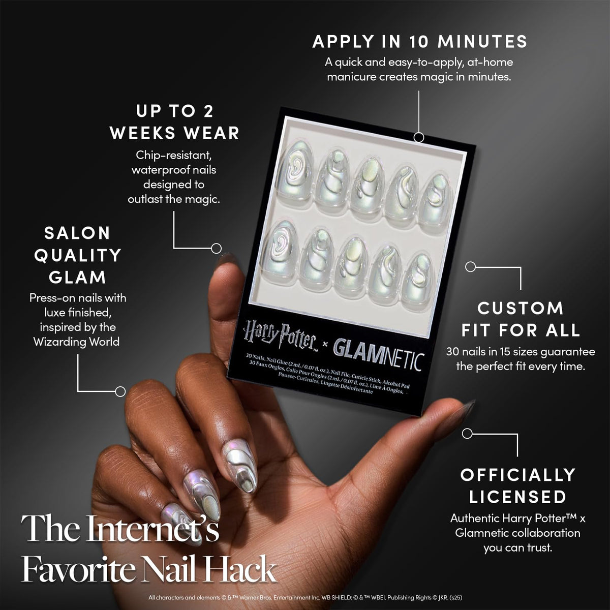 Glamnetic Unicorn Blood Press On Nails application kit with nail glue and accessories