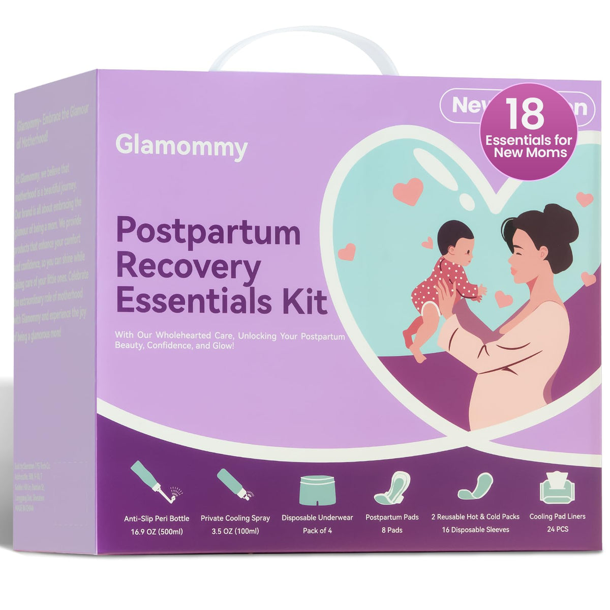 Glamommy Postpartum Recovery Essentials Kit front view