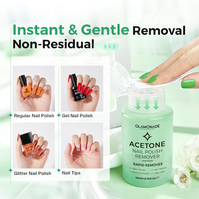 Glamonade Acetone Nail Polish Remover back view showing ingredients