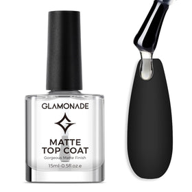 Glamonade Matte Top Coat Nail Polish front view with clear bottle