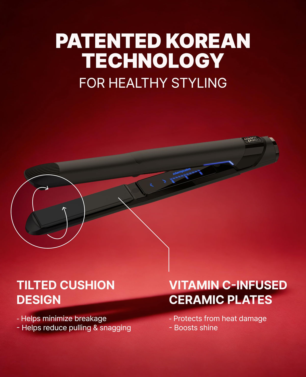 GlamPalm GlamMuse 1" flat iron with 10-ft cord